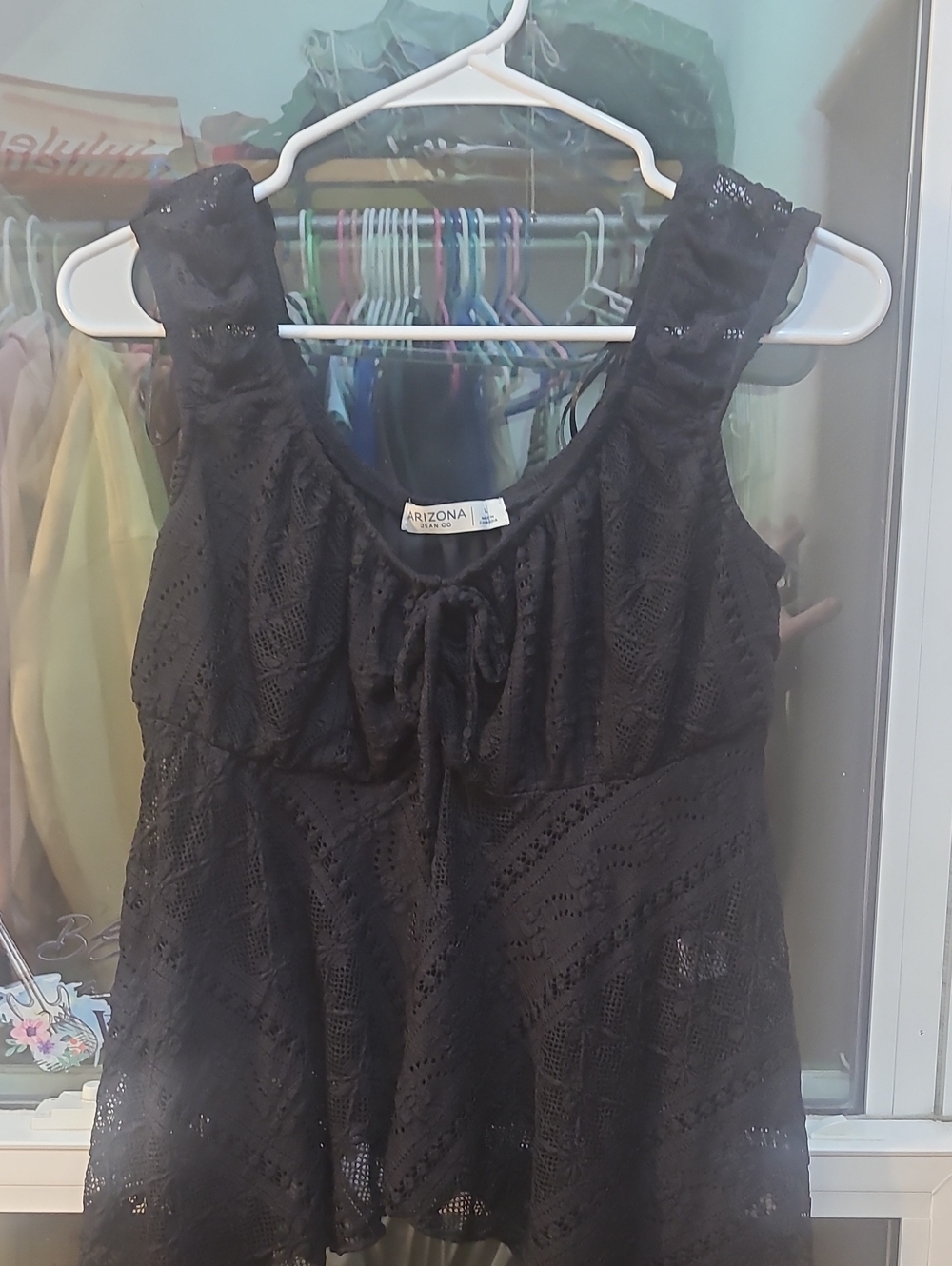 Arizona Jean Company Black Lace Tie-Front Mini Dress